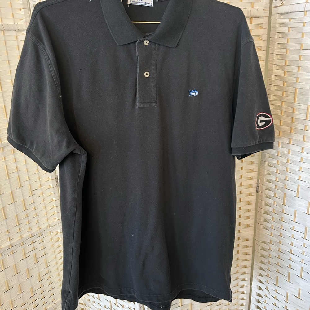 Southern Tide Black UGA Polo Shirt